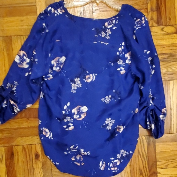 Yumi Kim 100% Silk Royal Blue Flowered Top - XS - Picture 5 of 6